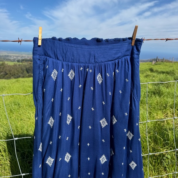 Anthropologie Floreat Baripada embroidered blue high-low maxi skirt large 16 - Picture 4 of 8